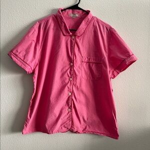 J.Crew Pink Cotton Pajama Set Short Sleeve & Cropped Pants Size L